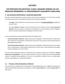 LOS PROCESOS DECLARATIVOS: CLASES. ESQUEMA GENERAL DE LOS PROCESOS ORDINARIOS. EL PROCEDIMIENTO LEGALMENTE ADECUADO. Página 1