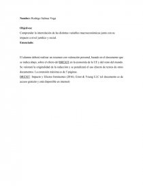 Comprender la interrelación de las distintas variables macroeconómicas junto con su impacto a nivel jurídico y social. Página 1