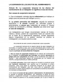 LA SUSPENSION DE LOS EFECTOS DEL NOMBRAMIENTO