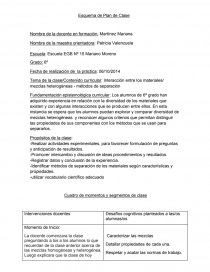 Tema de la clase/Contenido curricular: Interacción entre los materiales/ mezclas heterogéneas - métodos de separación. Página 1
