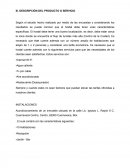 EJEMPLO DE PLAN DE NEGOCIOS . DESCRIPCIÓN DEL PRODUCTO O SERVICIO