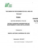 Documentar procedimientos del area de Tooling. Proyecto