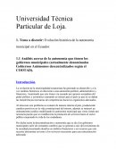 Evolución Histórica de la Municipalidad en el Ecuador