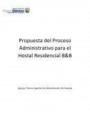Propuesta del Proceso Administrativo para el Hostal Residencial B&B