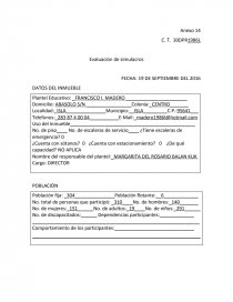 Evaluación de simulacros. Página 1