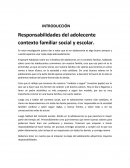 Responsabilidades y escolar del adolescente en el contexto familiar social