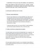 13 errores fatales en que incurren los gerentes