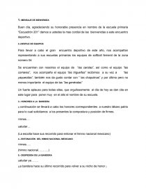 Programa de inauguración de un evento deportivo. Página 1