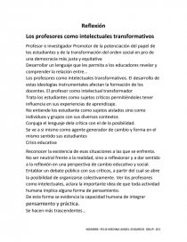 Reflexión Los profesores como intelectuales transformativos. Página 1