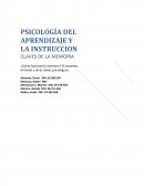 PSICOLOGÍA DEL APRENDIZAJE Y LA INSTRUCCION