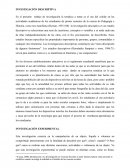 INVESTIGACIÓN DESCRIPTIVA. INVESTIGACIÓN EXPERIMENTAL