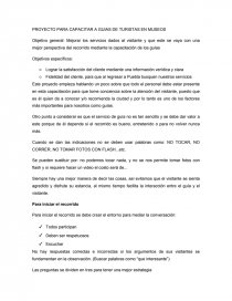 PROYECTO PARA CAPACITAR A GUIAS DE TURISTAS EN MUSEOS. Página 1
