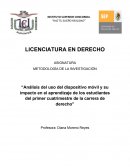 Análisis del uso del dispositivo móvil y su impacto en el aprendizaje de los estudiantes del primer cuatrimestre de la carrera de derecho