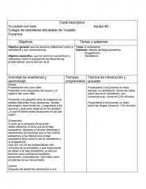 Carta descriptiva Yo puedo con todo. Página 1