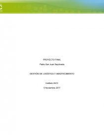 PROYECTO FINAL GESTION LOGISTICA Y ABASTECIMIENTO. Página 1