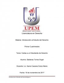 Tema: Cartas a un Estudiante de Derecho. Página 1
