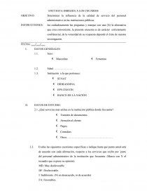 ENCUESTA DIRIGIDA A LOS USUARIOS. Página 1