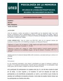 INFLUENCIA DE LA MODALIDAD PERCEPTIVA EN EL RECUERDO Y RECONOCIMIENTO DE OBJETOS . DATOS IDENTIFICATIVOS DEL ALUMNO