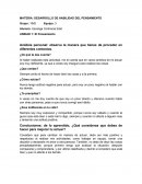 UNIDAD 1: El Pensamiento Análisis personal: observa la manera que tienes de proceder en diferentes contextos