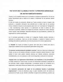 THE TOYOTA WAY: EL MODELO TOYOTA “14 PRINCIPIOS GERENCIALES DEL MAYOR FABRICANTE MUNDIAL”. Página 1