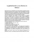Como se da la GLOBALIZACION Y SUS EFECTOS EN MEXICO