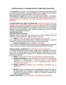 INTRODUCCIÓN A LA ADMINISTRACIÓN Y DIRECCIÓN FINANCIERA