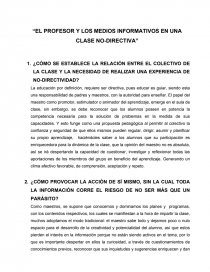 EL PROFESOR Y LOS MEDIOS INFORMATIVOS EN UNA CLASE NO-DIRECTIVA. Página 1