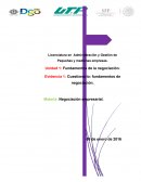 Unidad 1: Fundamentos de la negociación. Evidencia 1: Cuestionario: fundamentos de negociació