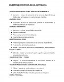 OBJECTIVOS ESPECÍFICOS DE LAS ACTIVIDADES -ACTIVIDADES DE LA VIDA DIARIA: BÁSICAS E INSTRUMENTALES