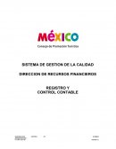 DIRECCION DE RECURSOS FINANCIEROS REGISTRO Y CONTROL CONTABLE