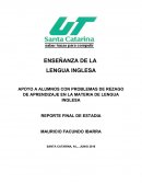 APOYO A ALUMNOS CON PROBLEMAS DE REZAGO DE APRENDIZAJE EN LA MATERIA DE LENGUA INGLESA