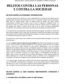 Asesinato y homicidio DELITOS CONTRA LAS PERSONAS: INTRODUCCIÓN