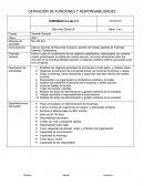 Descripción de funciones DEFINICIÓN DE FUNCIONES Y RESPONSABILIDADES