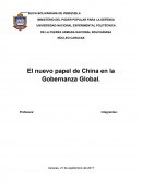 Como se da El nuevo papel de china en la gobernanza global