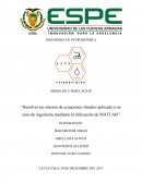 MODELOS Y SIMULACION “Resolver un sistema de ecuaciones lineales aplicado a un caso de ingeniería mediante la utilización de MATLAB”