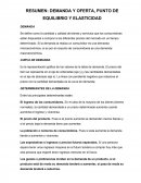 DEMANDA Y OFERTA, PUNTO DE EQUILIBRIO Y ELASTICIDAD