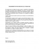 REQUERIMIENTOS PARA SERVICIOS DE LA PAGINA WEB