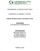DESARROLLO HUMANO Y SOCIAL Indices de Democracia, Corrupción y Paz