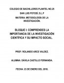COMPRENDES LA IMPORTANCIA DE LA INVESTIGACIÓN CIENTÍFICA Y SU IMPACTO SOCIAL. DIAGNÓSTICO