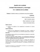 Auditoria de la calidad Práctica 1 Auditoría interna a un laboratorio de química analítica