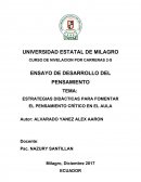 ESTRATEGIAS DIDÁCTICAS PARA FOMENTAR EL PENSAMIENTO CRÍTICO EN EL AULA