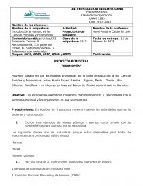 PROYECTO BIMESTRAL “ECONOMÍA”. Página 1
