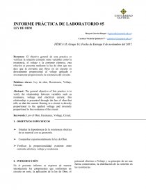 INFORME PRÁCTICA DE LABORATORIO LEY DE OHM. Página 1
