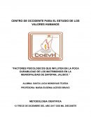 Factores psicologicos que inflruyen en la poca durabilidad de los matrimonios