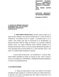 Contestacion demanda juicio ejecutivo mercantil - Prácticas o problemas -  Josefinagc