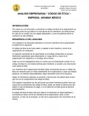 ANALISIS EMPRESARIAL” CÓDIGO DE ÉTICA “.