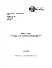 PROBLEMA, FODA, MATRIZ DE FODA, ORGANIGRAMA COMPUESTO, DIAGRAMA FLUJO DE DATOS. Página 1