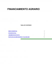Financiamiento agraio POLÍTICA EN LOS AÑOS NOVENTAS Y PLAN 2002-2006 10. Página 1