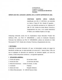 DEMANDA DE BENEFICIOS. Página 1