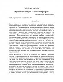 De infante a adulto ¿Que sería del sujeto si no tuviera psique?. Página 1